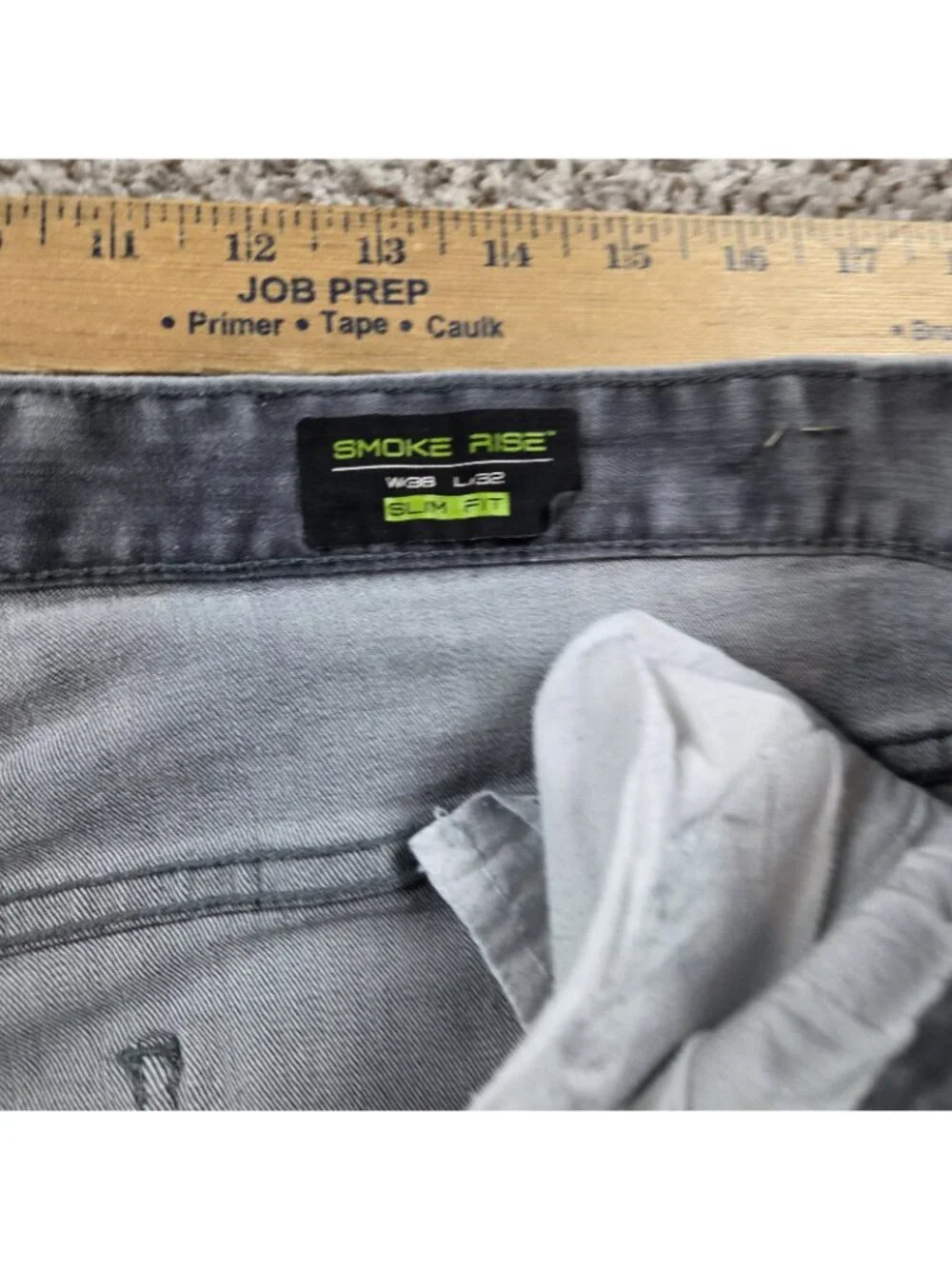 SMOKE RISE Jeans Mens 38x32 Gray Distressed Slim Fit Denim